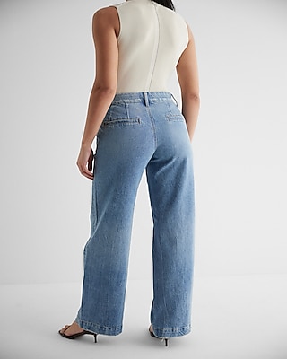 High Waisted Medium Wash Wide Leg Jeans