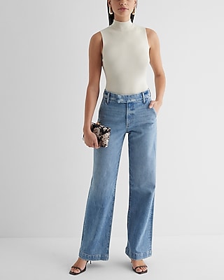 High Waisted Medium Wash Wide Leg Jeans