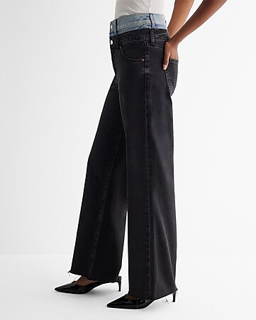 Super High Waisted Baggy Pleated Wide Leg Jeans