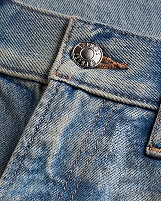 High Waisted Light Wash Raw Hem Ripped Sides Wide Leg Jeans