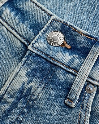 High Waisted Medium Wash Tall Snap Hem Wide Leg Jeans