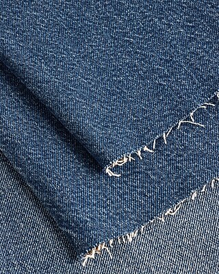 High Waisted Dark Wash Double Zipper Raw Hem Wide Leg Jeans | Express