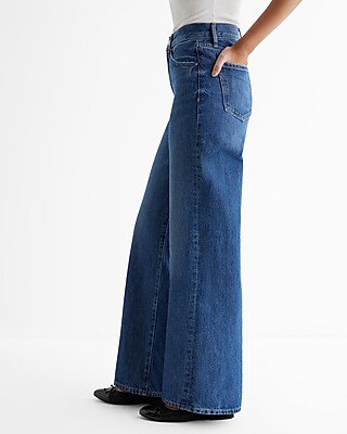 High Waisted Dark Wash Wide Leg Jeans