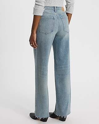 High Waisted Light Wash 50/50 Rigid Stretch Wide Leg Jeans