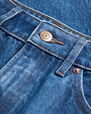 High Waisted Dark Wash 50/50 Rigid Stretch Wide Leg Jeans