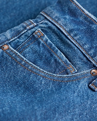 High Waisted Dark Wash 50/50 Rigid Stretch Wide Leg Jeans