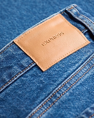High Waisted Dark Wash 50/50 Rigid Stretch Wide Leg Jeans