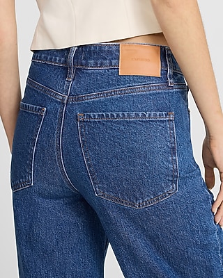 High Waisted Dark Wash 50/50 Rigid Stretch Wide Leg Jeans