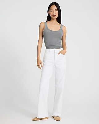 High Waisted White Wide Leg Jeans