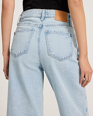 High Waisted Light Wash Wide Leg Ankle Jeans