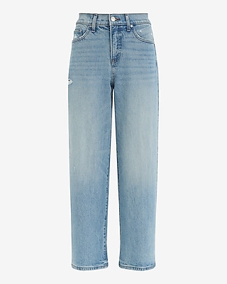 High Waisted Light Wash Wide Leg Ankle Jeans