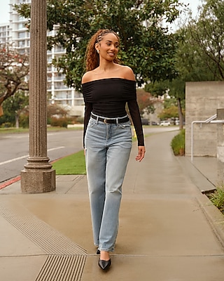 High Waisted Light Wash Wide Leg Ankle Jeans