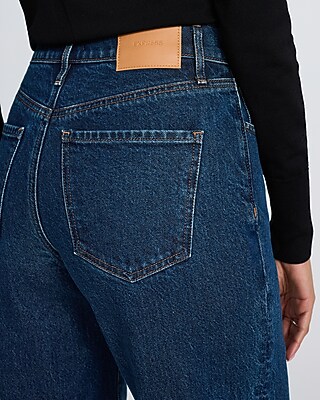 High Waisted Dark Wash Tall Hem Wide Leg Ankle Jeans