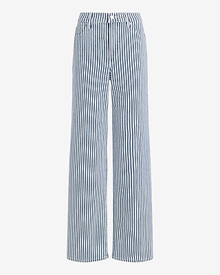 High Waisted Striped Wide Leg Jeans