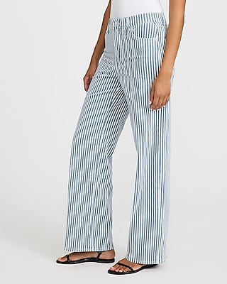 High Waisted Striped Wide Leg Jeans