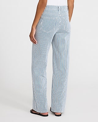 High Waisted Striped Wide Leg Jeans