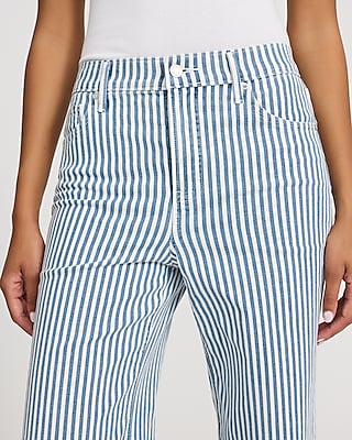 High Waisted Striped Wide Leg Jeans