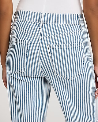 High Waisted Striped Wide Leg Jeans