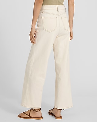 High Waisted Wash Wide Leg Ankle Jeans