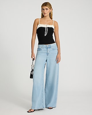 High Waisted Light Wash Relaxed Wide Leg Jeans