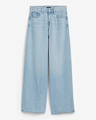 High Waisted Light Wash Relaxed Wide Leg Jeans