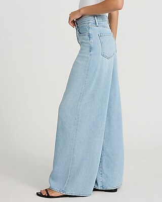 High Waisted Light Wash Relaxed Wide Leg Jeans