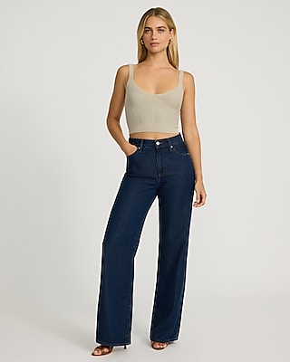 High Waisted Dark Wash Wide Leg Jeans