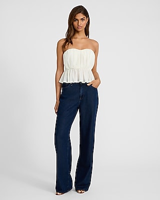 High Waisted Dark Wash Wide Leg Jeans