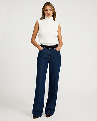 High Waisted Dark Wash Wide Leg Jeans