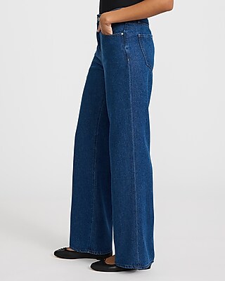 High Waisted Dark Wash Wide Leg Jeans