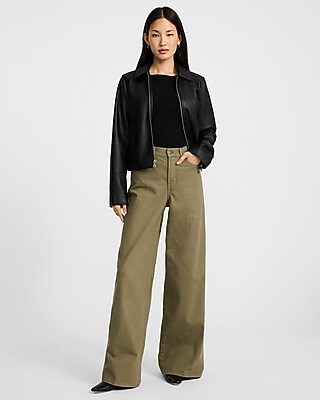 High Waisted Green Relaxed Wide Leg Jeans - image 4