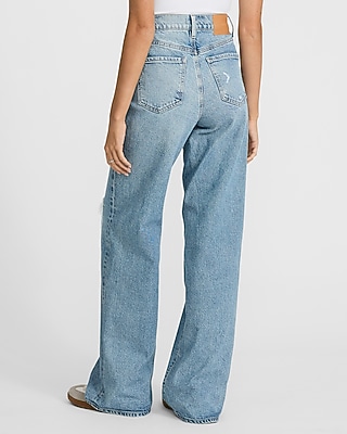 High Waisted Light Wash Ripped Wide Leg Jeans - image 3