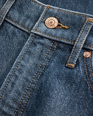 High Waisted Dark Wash Cuffed Wide Leg Jeans