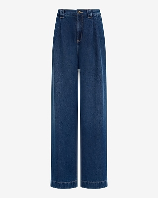High Waisted Dark Wash Relaxed Trouser Jeans