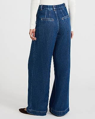 High Waisted Dark Wash Relaxed Trouser Jeans