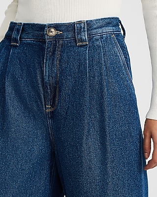 High Waisted Dark Wash Relaxed Trouser Jeans