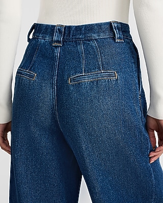 High Waisted Dark Wash Relaxed Trouser Jeans