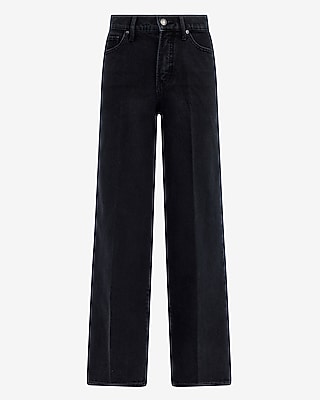 High Waisted Black Wide Leg Jean