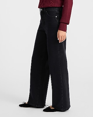 High Waisted Black Wide Leg Jeans
