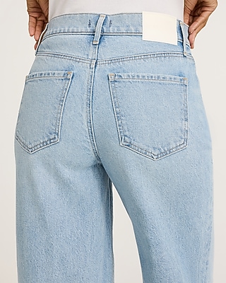 High Waisted Light Wash Wide Leg Ankle Jeans