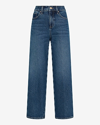 High Waisted Dark Wash Wide Leg Ankle Jeans