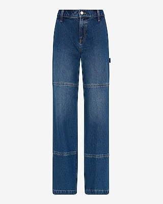 High Waisted Dark Wash Wide Leg Carpenter Jeans