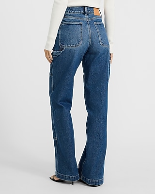 High Waisted Dark Wash Wide Leg Carpenter Jeans