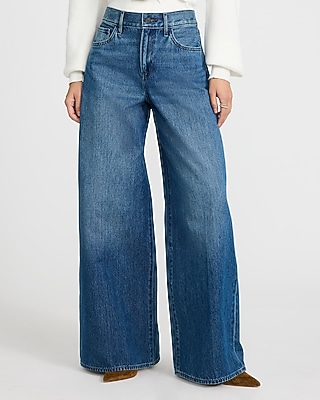 High Waisted Dark Wash Relaxed Wide Leg Jeans