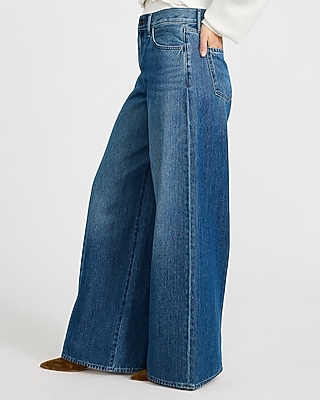 High Waisted Dark Wash Relaxed Wide Leg Jeans