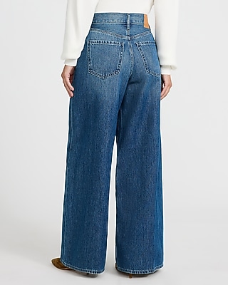 High Waisted Dark Wash Relaxed Wide Leg Jeans