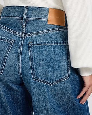 High Waisted Dark Wash Relaxed Wide Leg Jeans