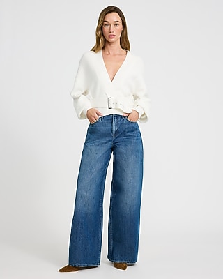 High Waisted Dark Wash Relaxed Wide Leg Jeans
