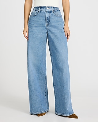 High Waisted Light Wash Relaxed Wide Leg Jeans