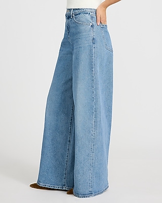 High Waisted Light Wash Relaxed Wide Leg Jeans